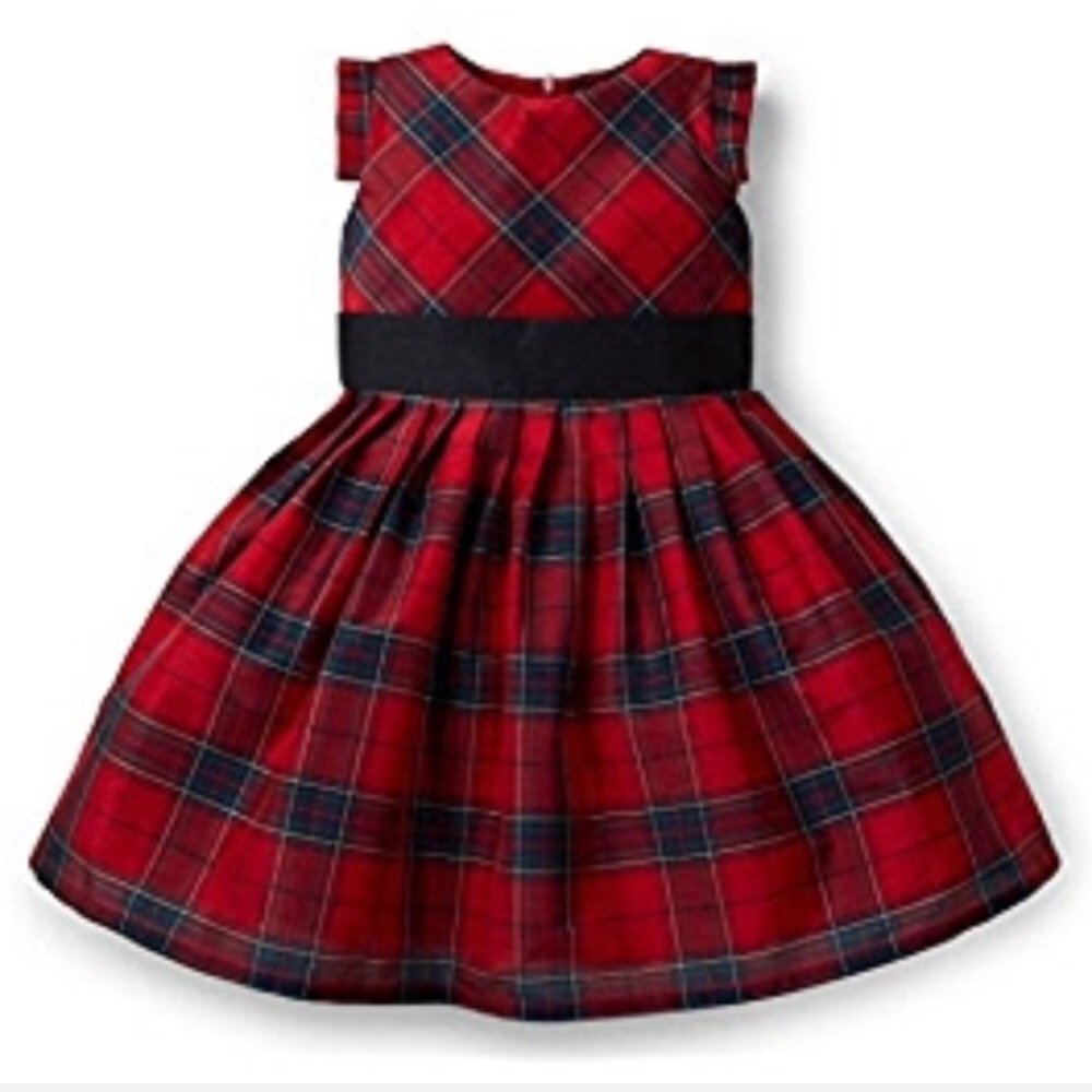 Hope & Henry Plaid Taffeta Dress Red & Black